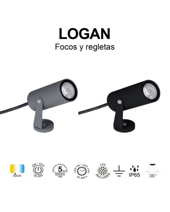 LOGAN * FOCO LED IP65 6W 3000K NEGRO